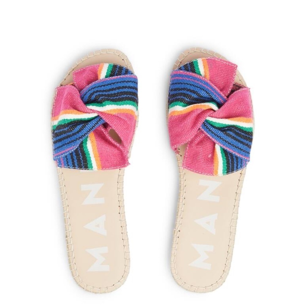 Manebi Multicolor Espadrilles Slide Sandal with Knot Size 38 (US Sz 8) Coastal